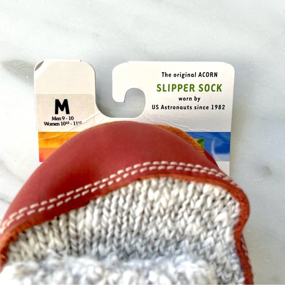 Acorn Original Slipper Sock•NWT•Size M (W 10.5-11.5)•Lt. Grey Wool~Cotton Twist - Picture 9 of 16